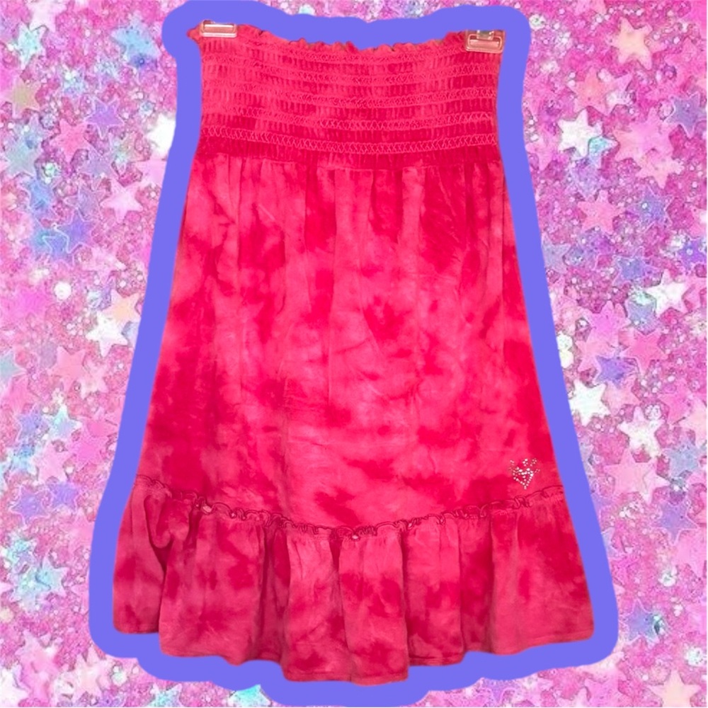 Vintage Y2K JUSTICE Strapless velour Pink Dress swim kids M wm XS juicy couture